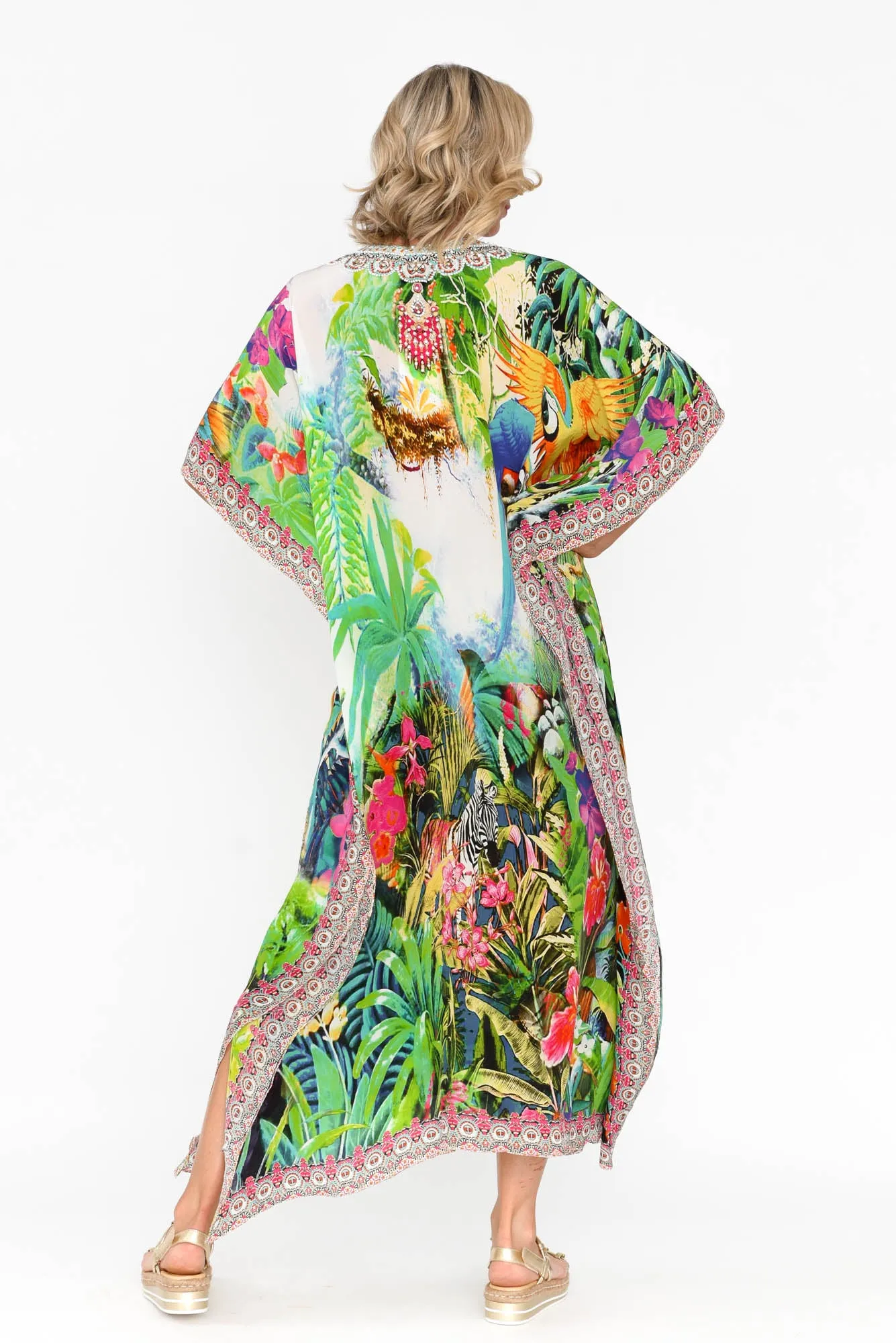Tropical Resort Silk Maxi Kaftan sold by Blue Bungalow product image thumbnail 5