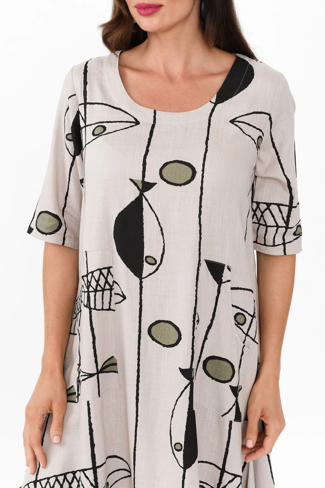 Hailee Taupe Sea Linen Cotton Dress sold by Blue Bungalow product image thumbnail 5