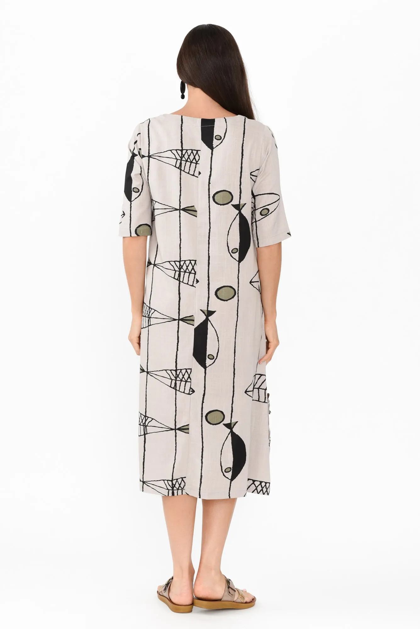 Hailee Taupe Sea Linen Cotton Dress sold by Blue Bungalow product image thumbnail 4