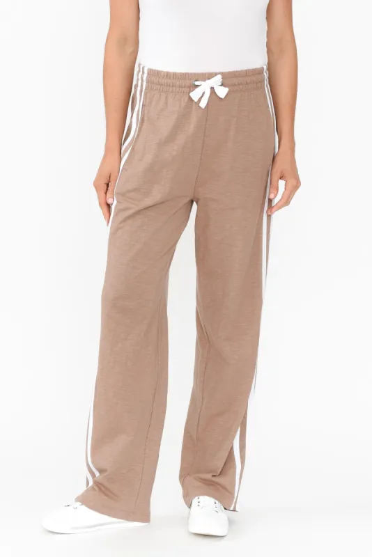 Power Mocha Trim Cotton Drawstring Pants sold by Blue Bungalow