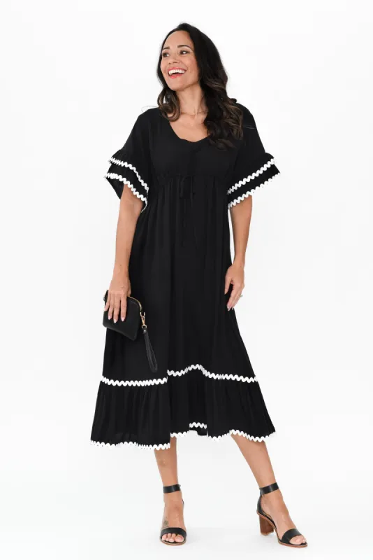 Rosemarie Black Frill Dress sold by Blue Bungalow