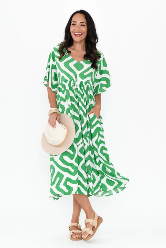 Jennifer Green Geo Flutter Sleeve Dress sold by Blue Bungalow