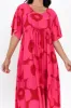 Jennifer Pink Flower Flutter Sleeve Dress sold by Blue Bungalow