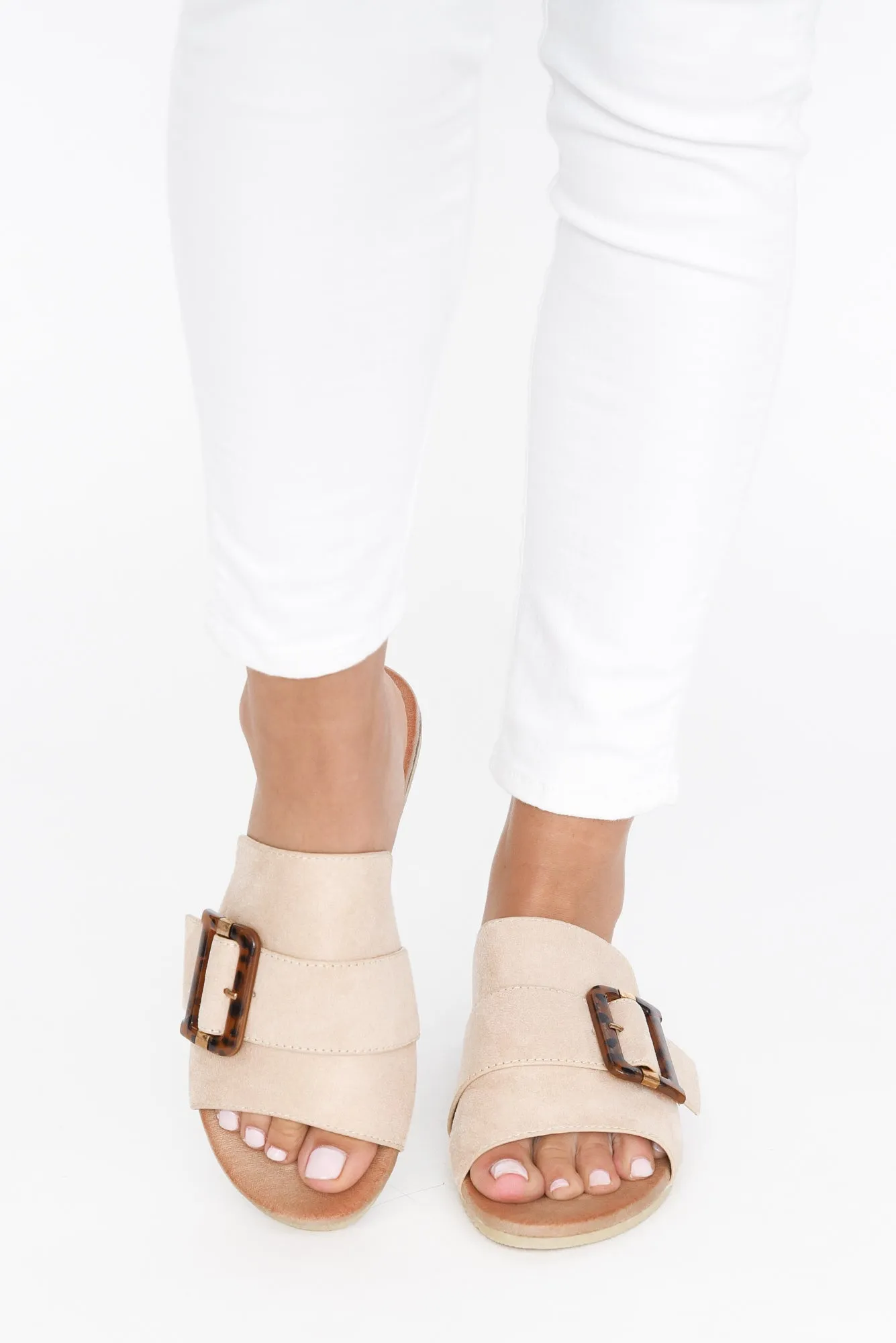 Kivari Beige Faux Suede Buckle Slide sold by Blue Bungalow product image thumbnail 4