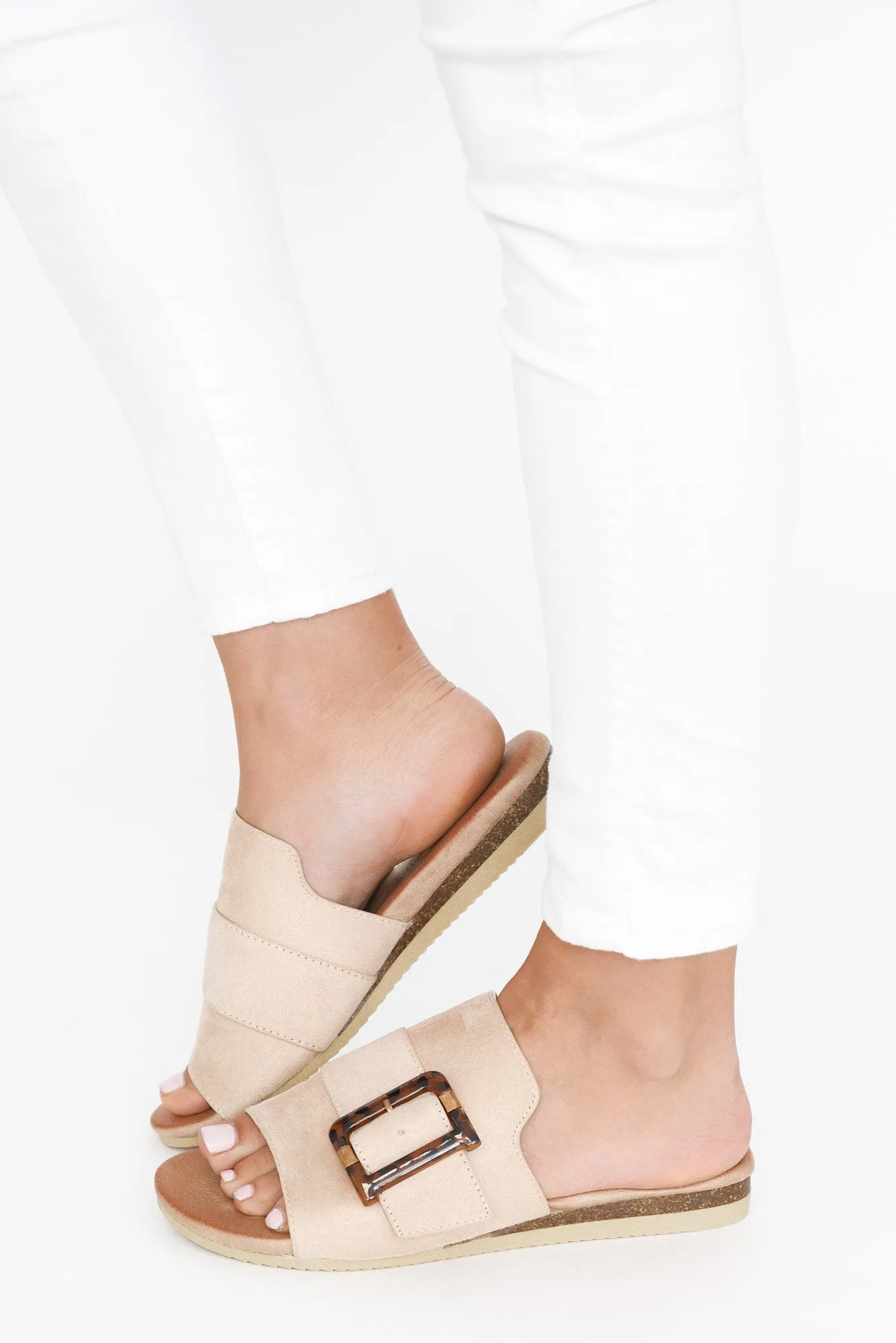 Kivari Beige Faux Suede Buckle Slide sold by Blue Bungalow product image thumbnail 2
