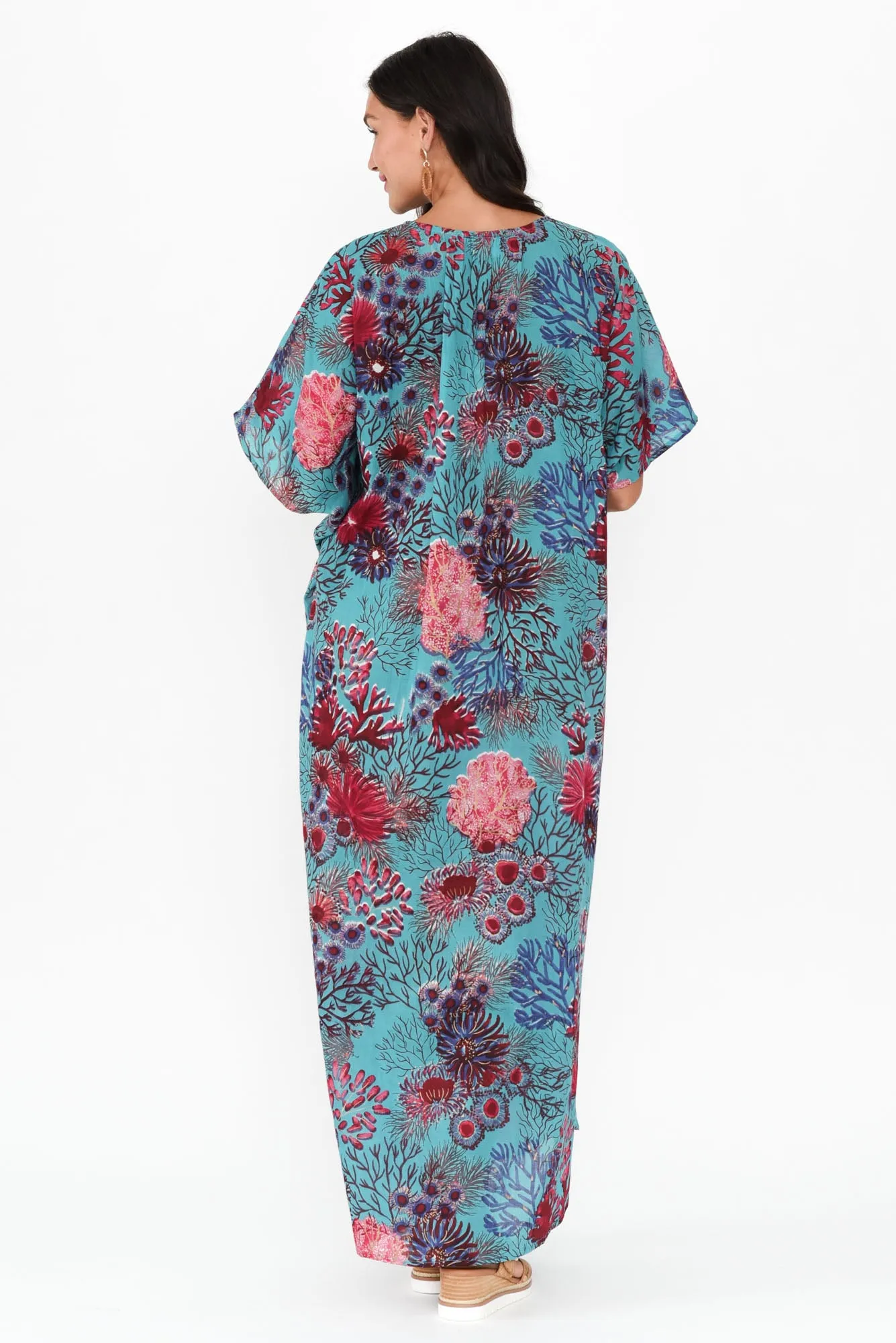 Isla Turquoise Sea Cotton Kaftan sold by Blue Bungalow product image thumbnail 4