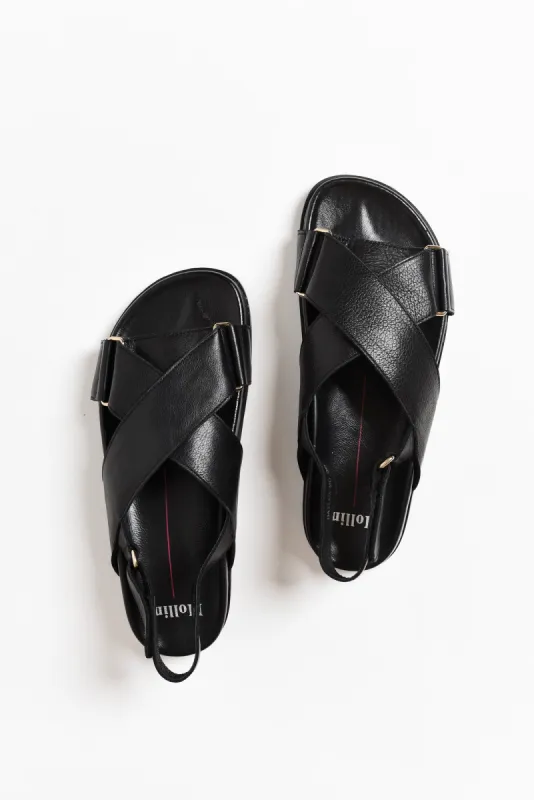 Haylow Black Leather Crossover Sandal sold by Blue Bungalow