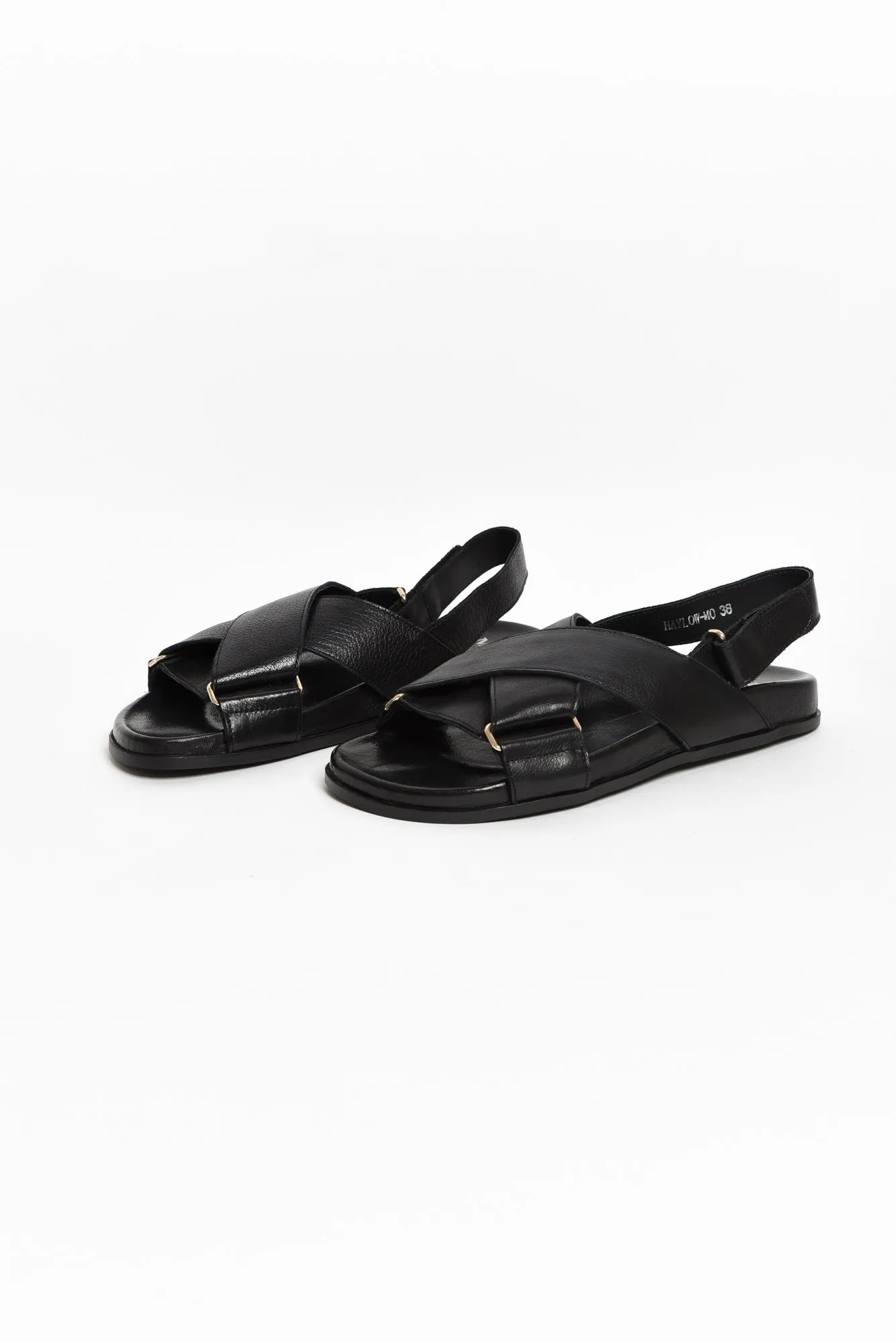 Haylow Black Leather Crossover Sandal sold by Blue Bungalow product image thumbnail 3