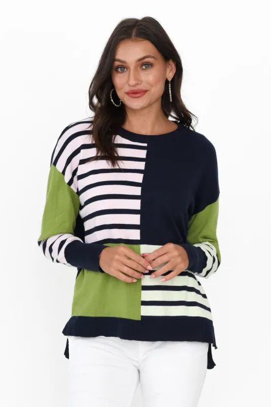 Fig Green Block Contrast Knit sold by Blue Bungalow