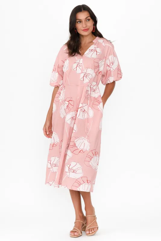 Janessa Pink Floral Tie Dress sold by Blue Bungalow