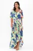 Blue Floral Peak Maxi Dress sold by Blue Bungalow