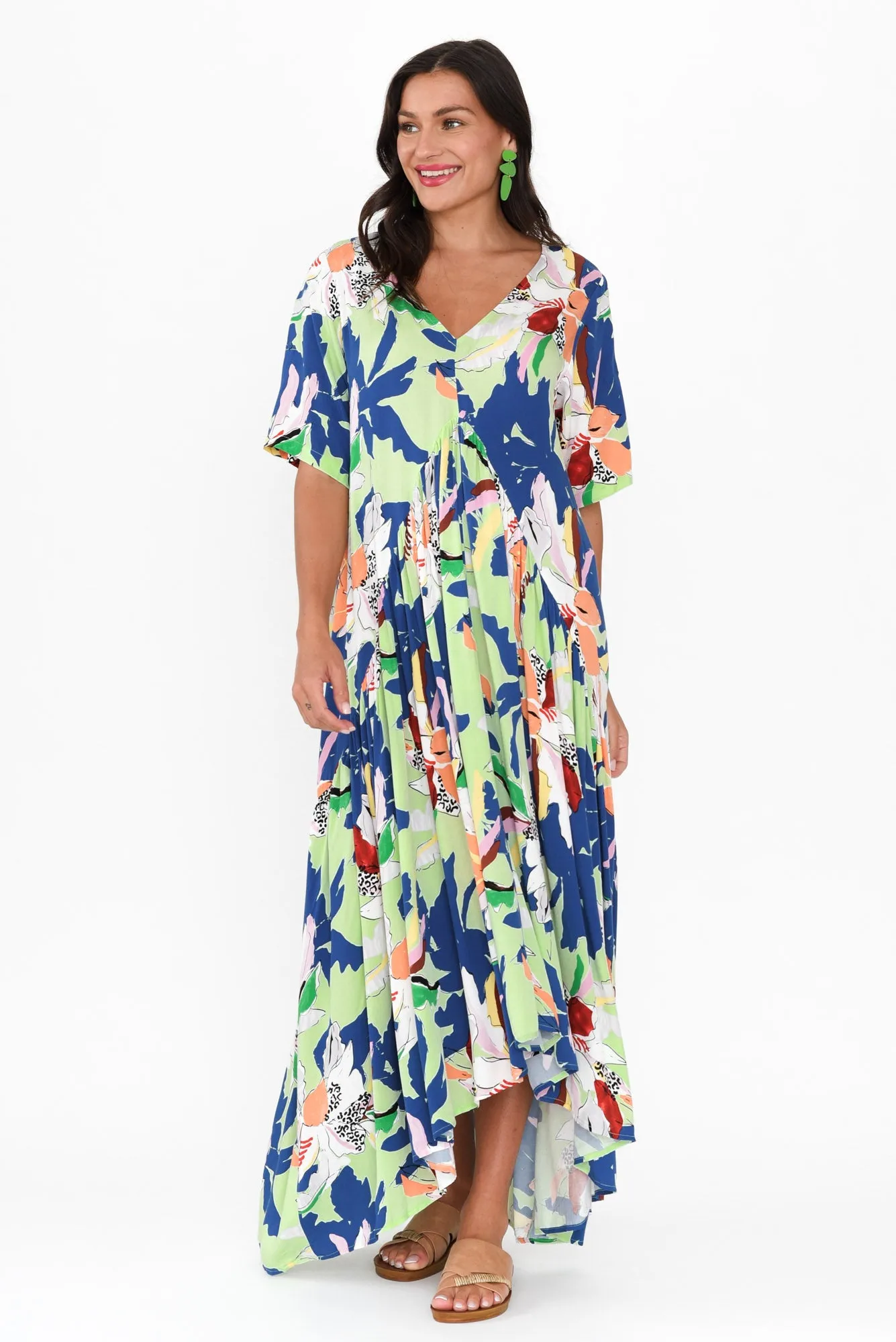 Blue Floral Peak Maxi Dress sold by Blue Bungalow product image thumbnail 2