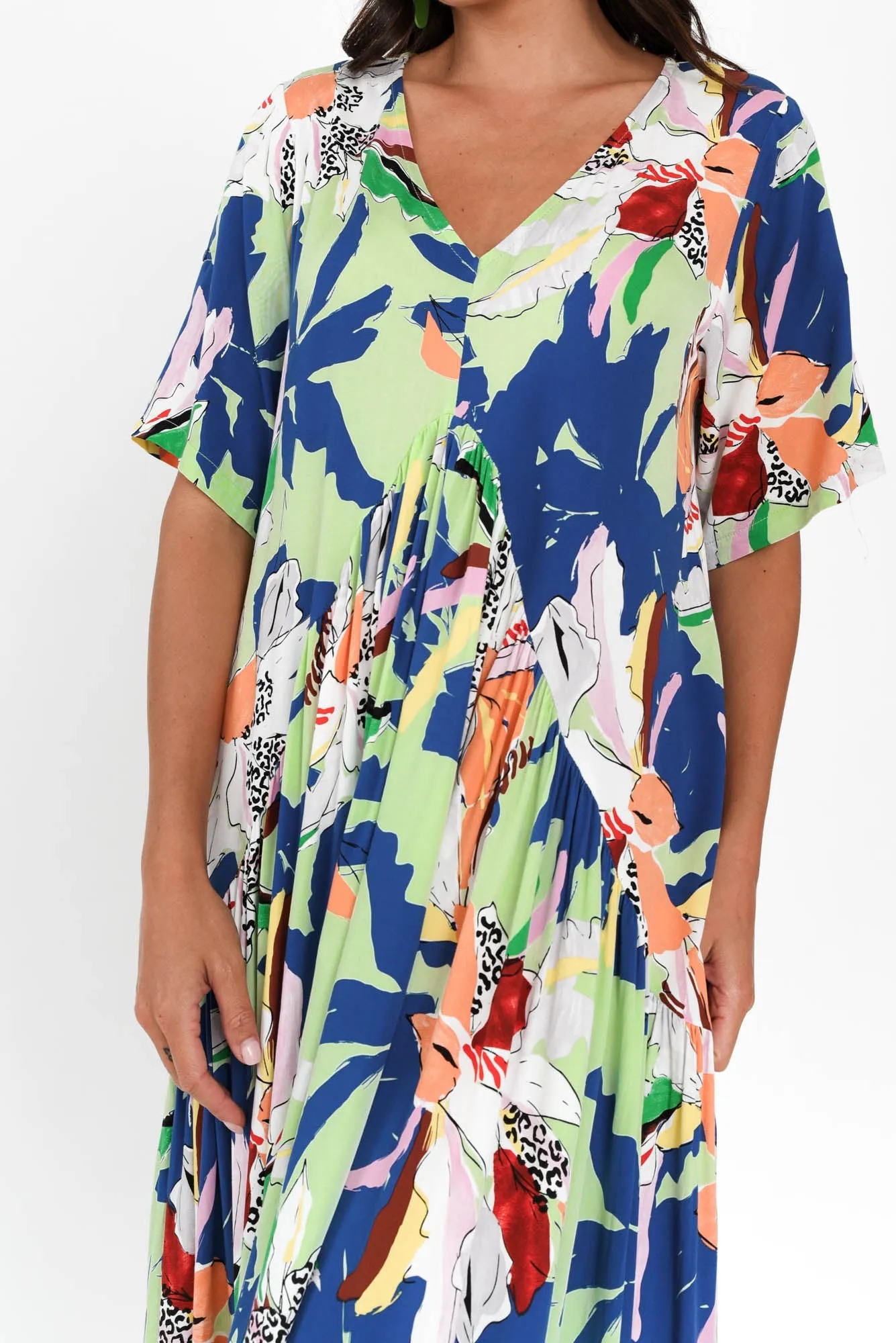 Blue Floral Peak Maxi Dress sold by Blue Bungalow product image thumbnail 5