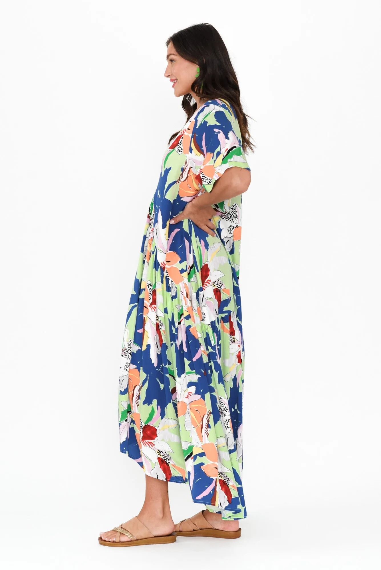 Blue Floral Peak Maxi Dress sold by Blue Bungalow product image thumbnail 3