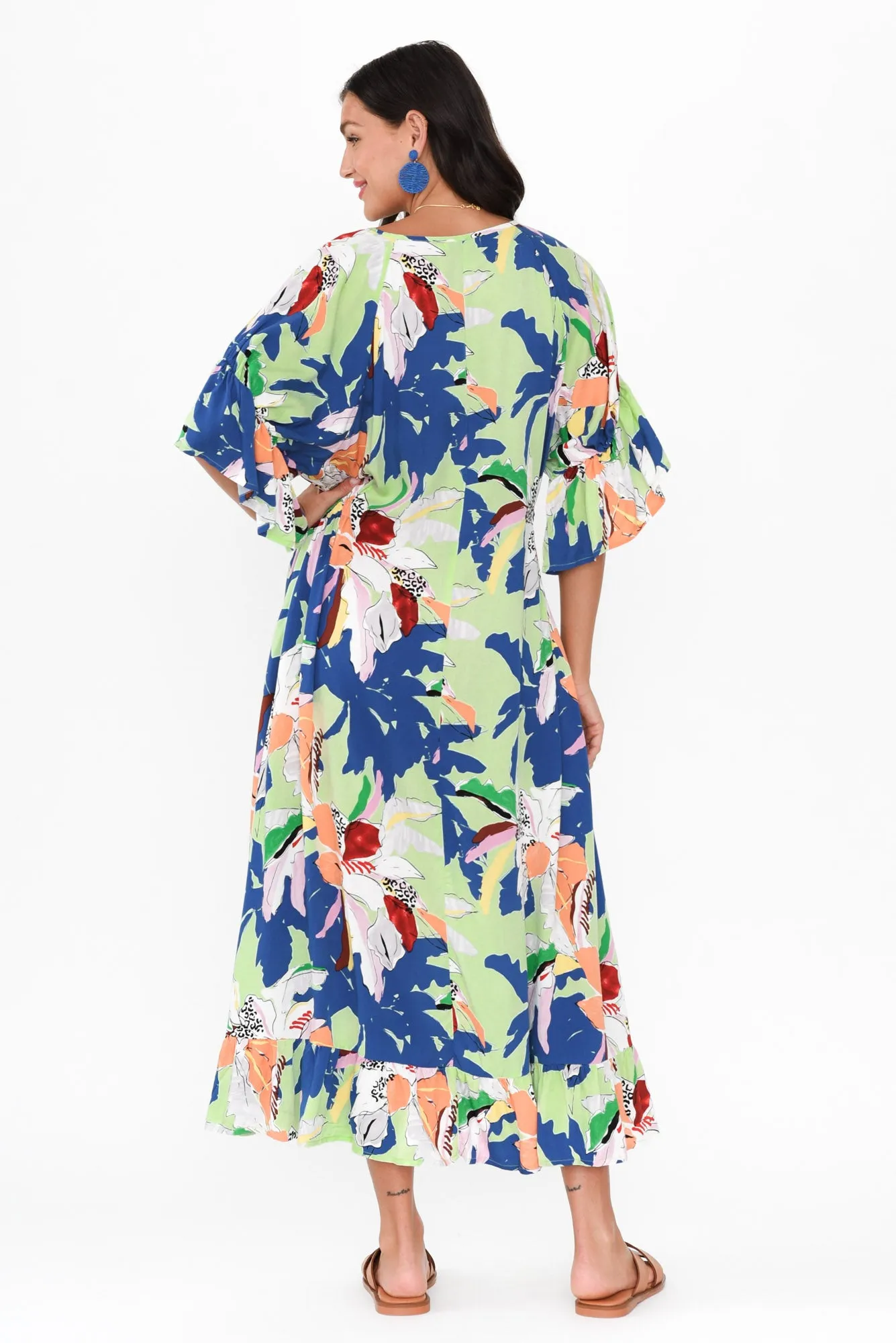 Leslie Blue Floral Frill Dress sold by Blue Bungalow product image thumbnail 4