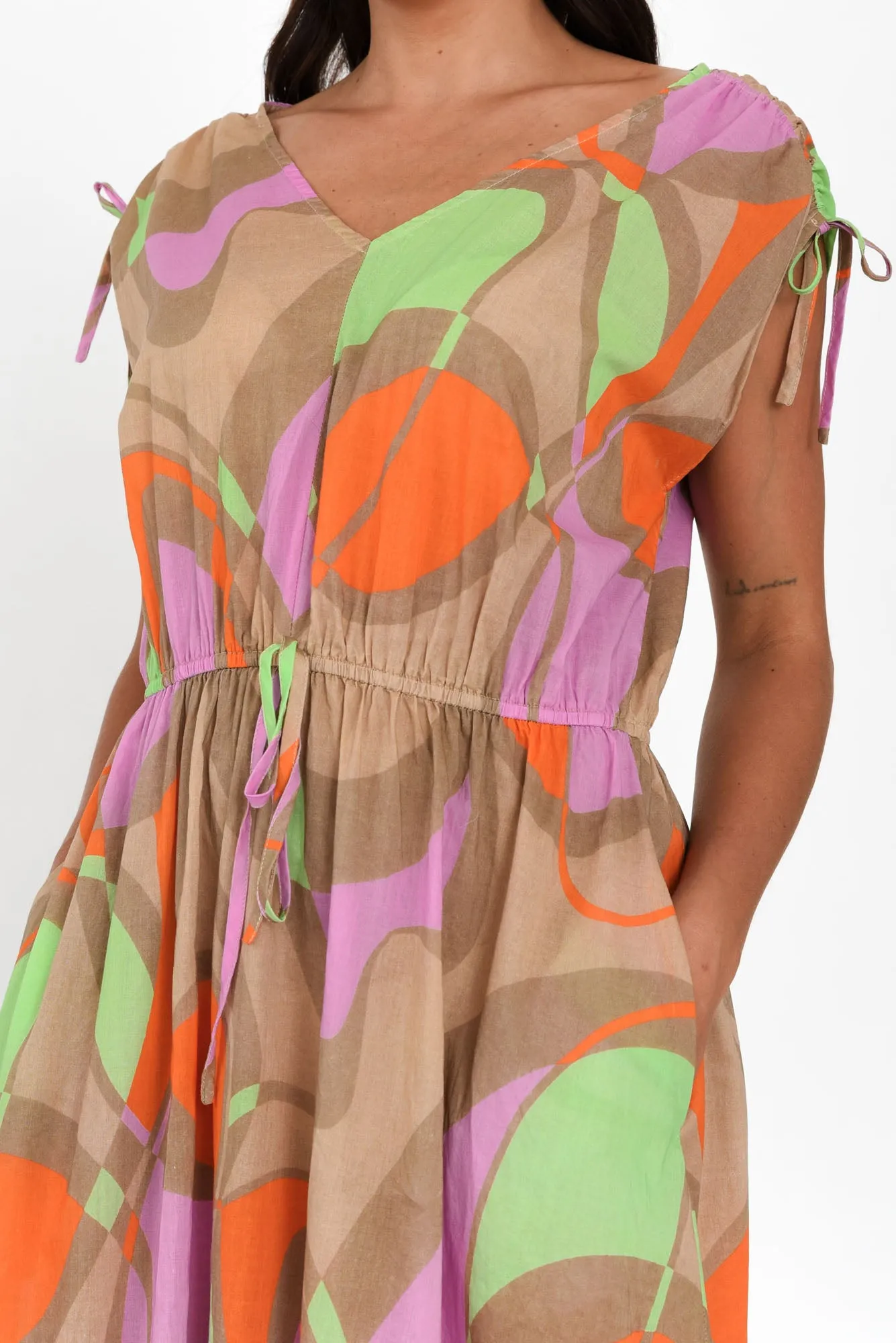 Grazia Purple Abstract Cotton Tie Dress sold by Blue Bungalow product image thumbnail 5