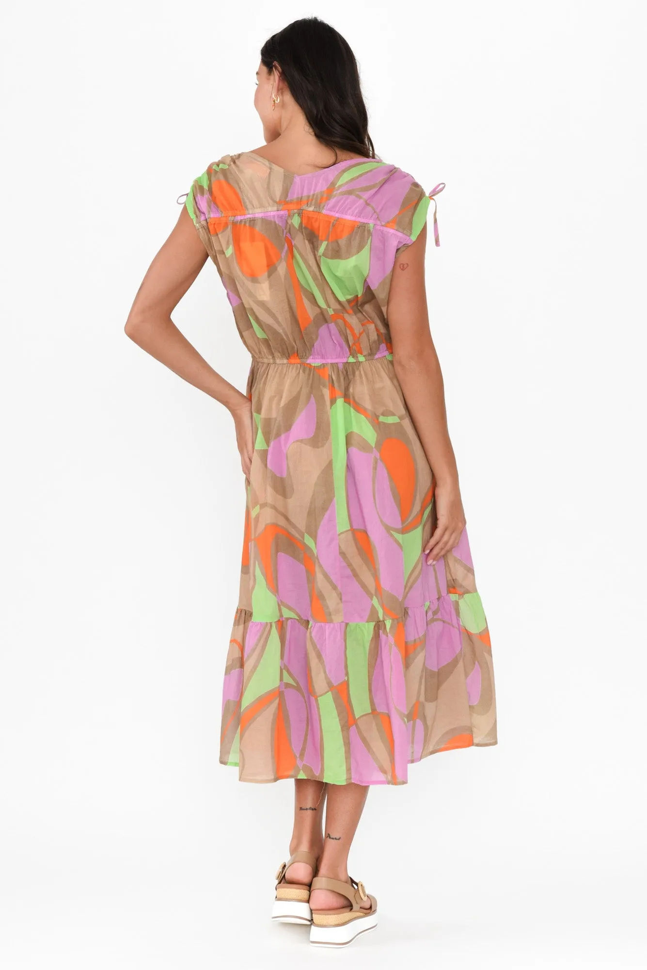 Grazia Purple Abstract Cotton Tie Dress sold by Blue Bungalow product image thumbnail 4
