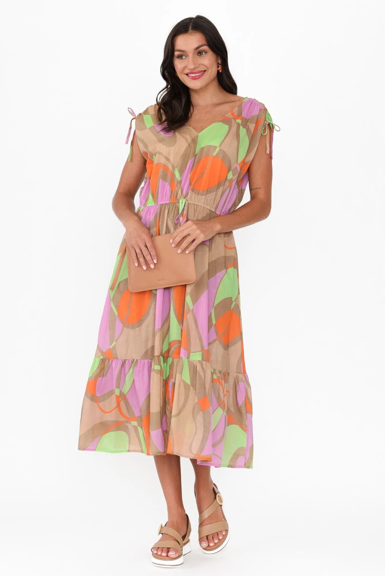 Grazia Purple Abstract Cotton Tie Dress sold by Blue Bungalow product image thumbnail 2