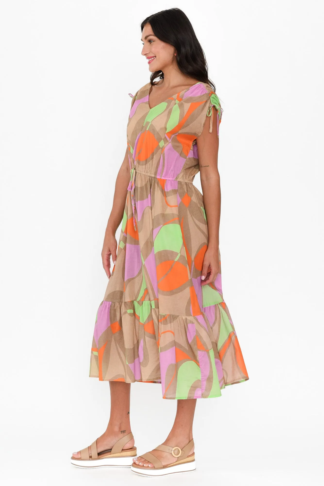 Grazia Purple Abstract Cotton Tie Dress sold by Blue Bungalow product image thumbnail 3