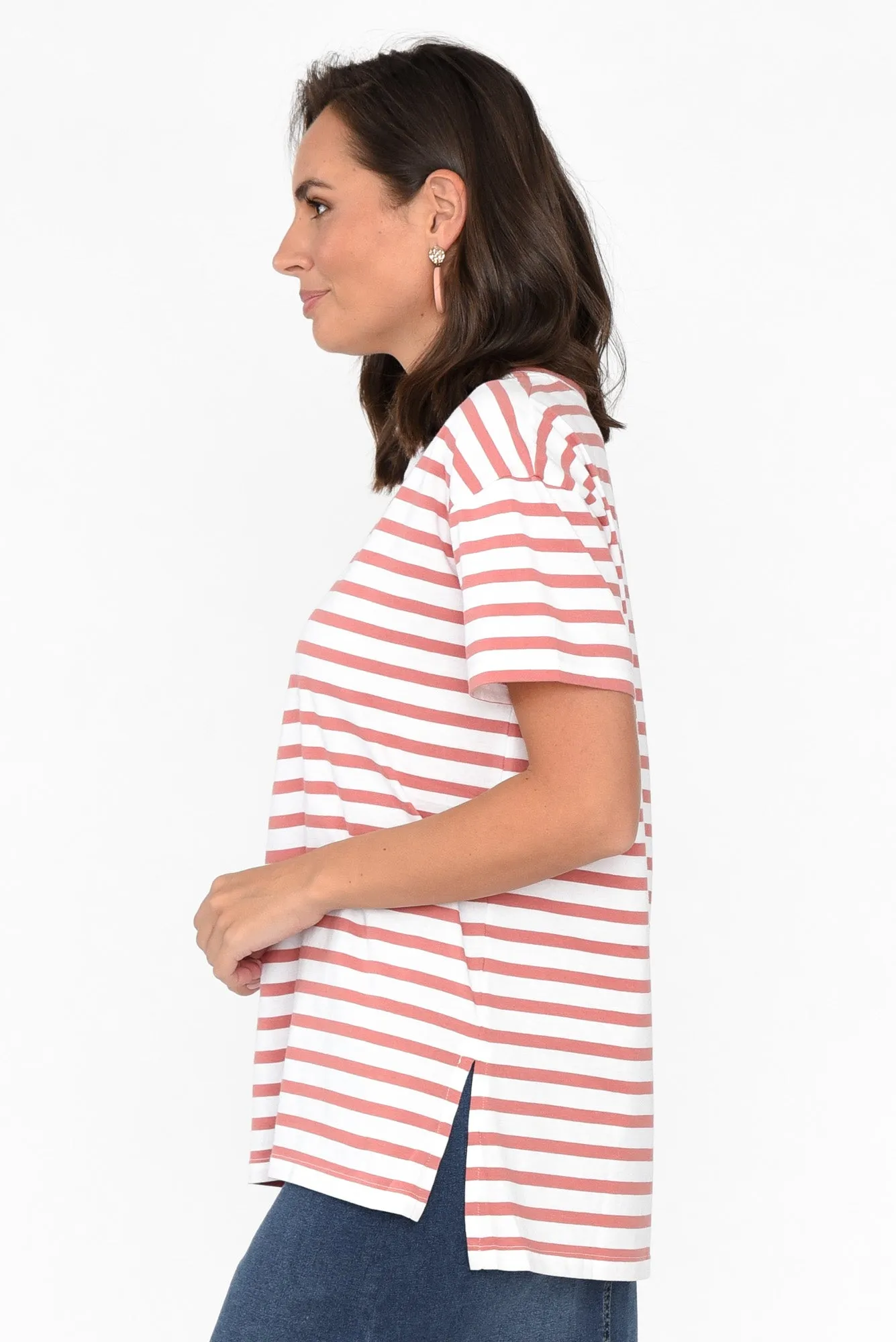 Mia Blush Stripe Cotton Tee sold by Blue Bungalow product image thumbnail 4