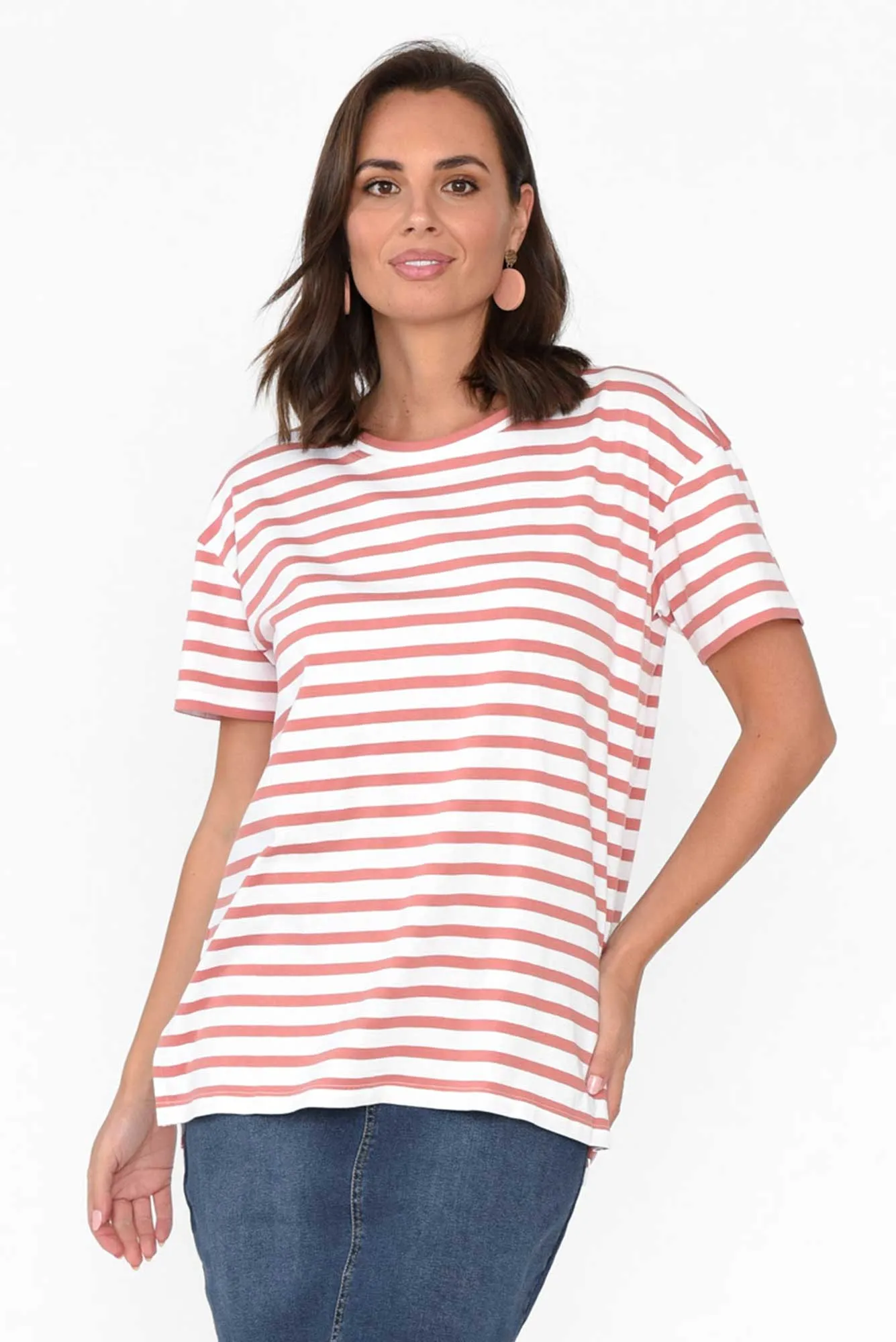 Mia Blush Stripe Cotton Tee sold by Blue Bungalow product image thumbnail 2