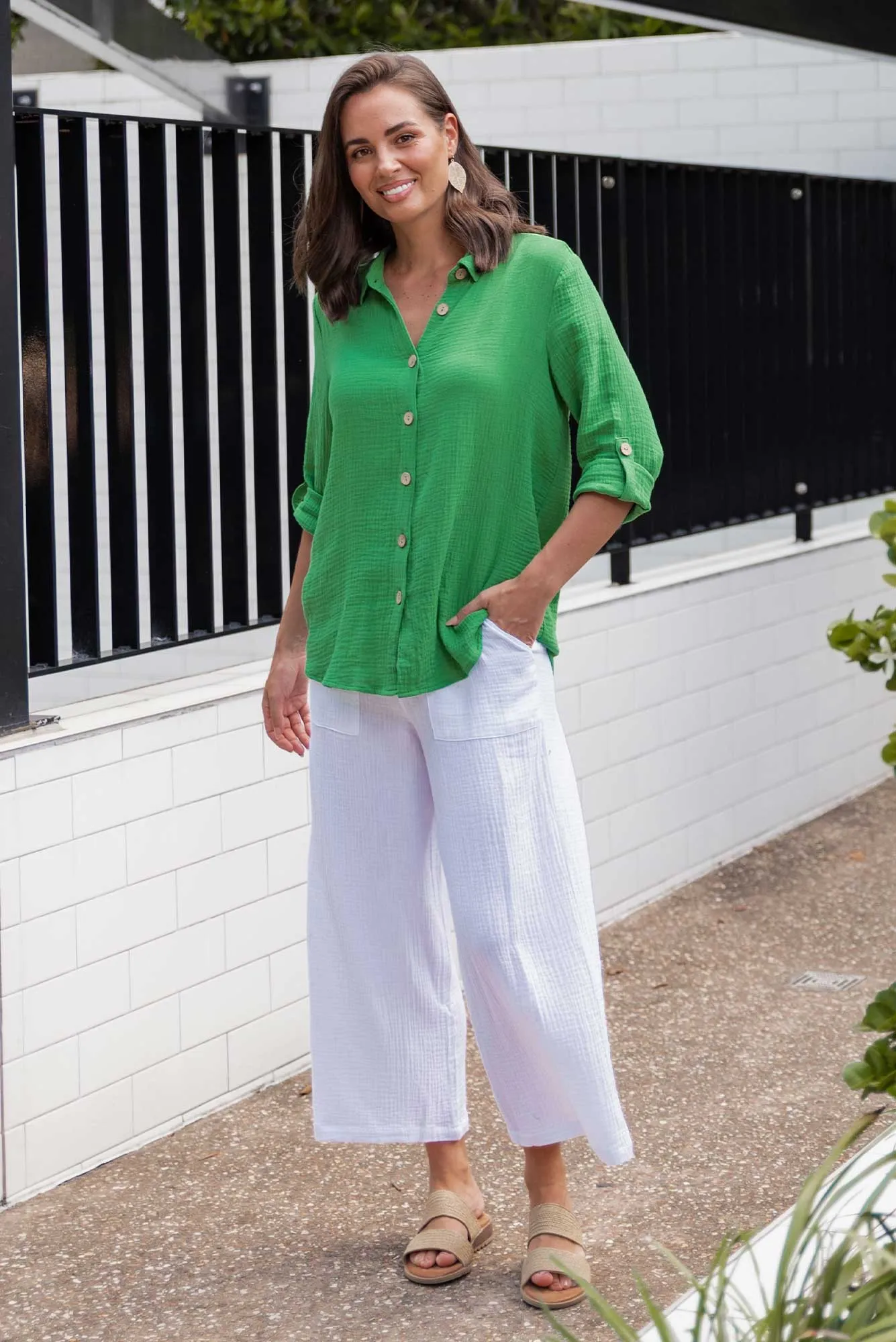 Byron White Cotton Pocket Pants sold by Blue Bungalow product image thumbnail 2