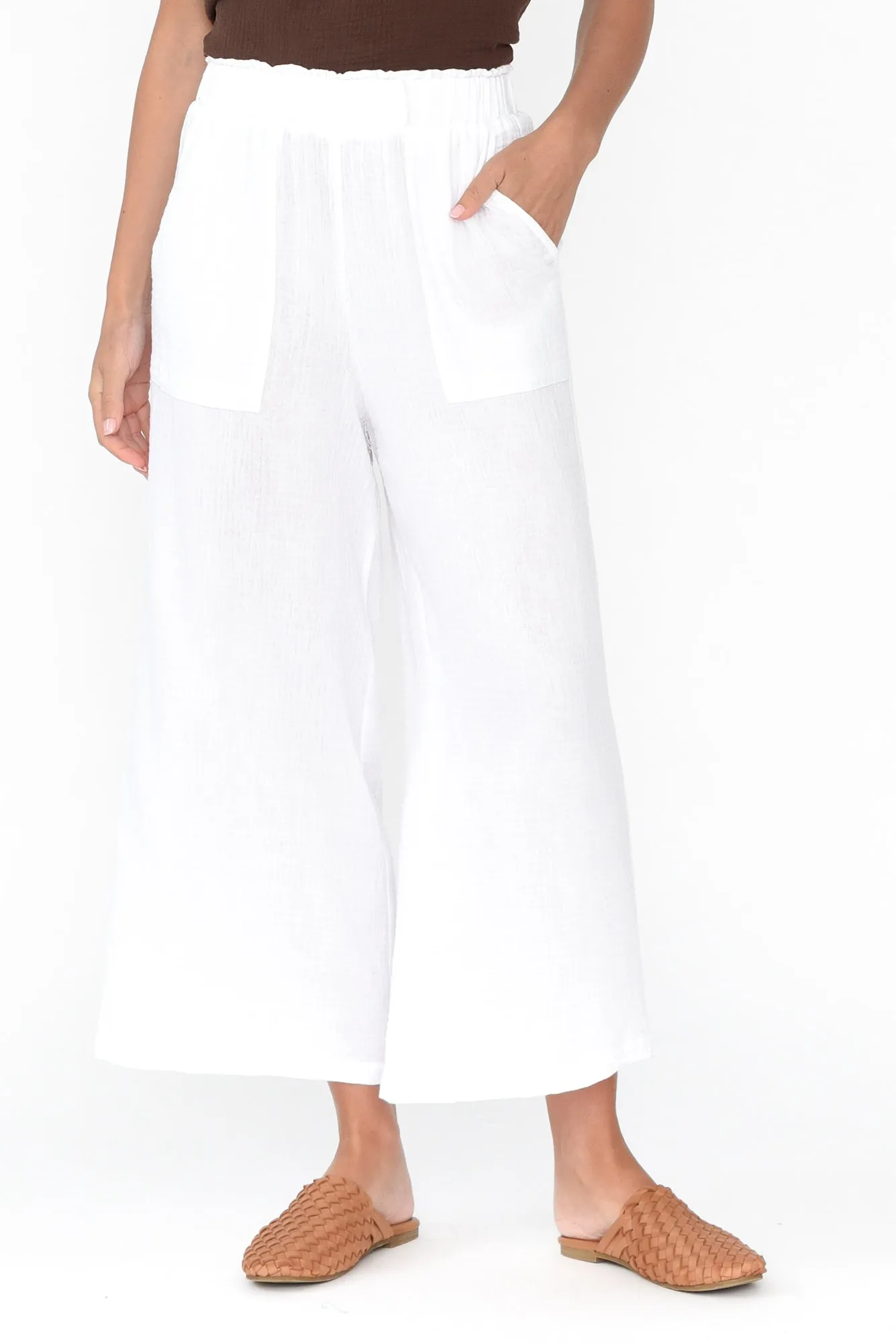 Byron White Cotton Pocket Pants sold by Blue Bungalow