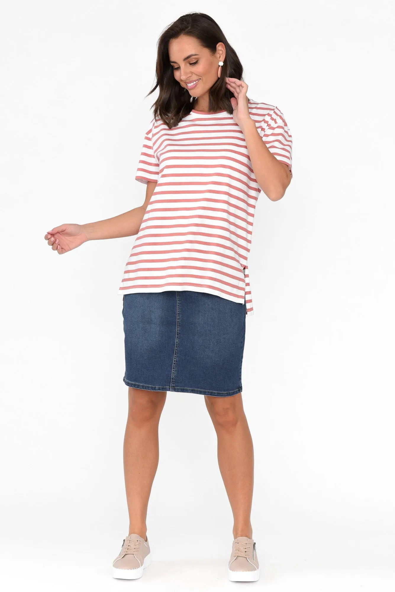 Mia Blush Stripe Cotton Tee sold by Blue Bungalow product image thumbnail 3