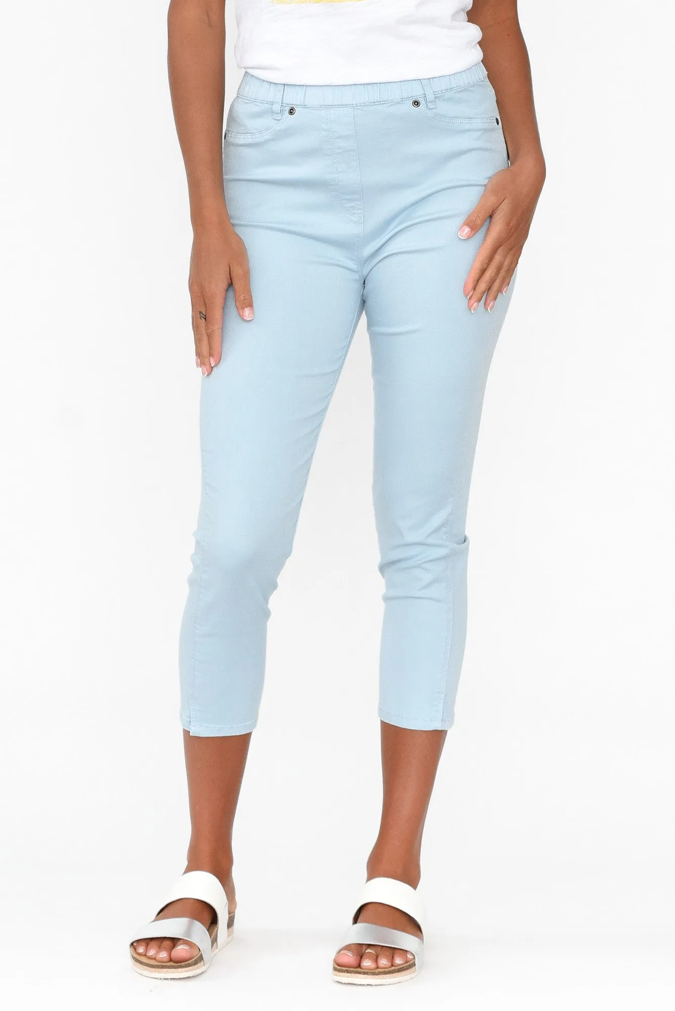 Reed Blue Stretch Cotton Capri Pants sold by Blue Bungalow