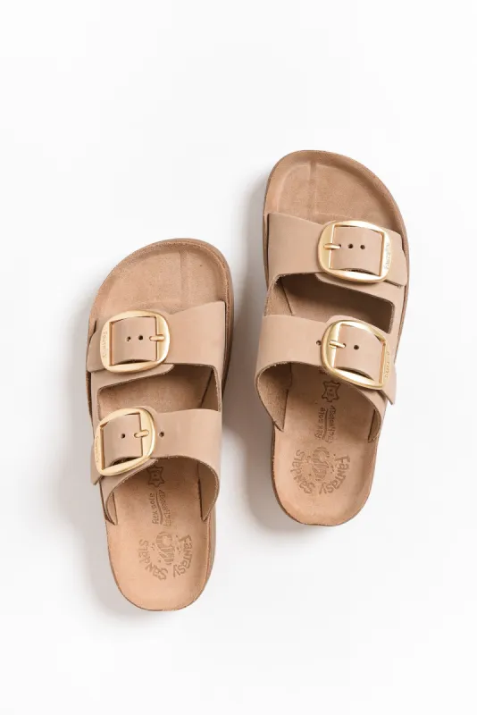 Desponia Beige Leather Buckle Slide sold by Blue Bungalow