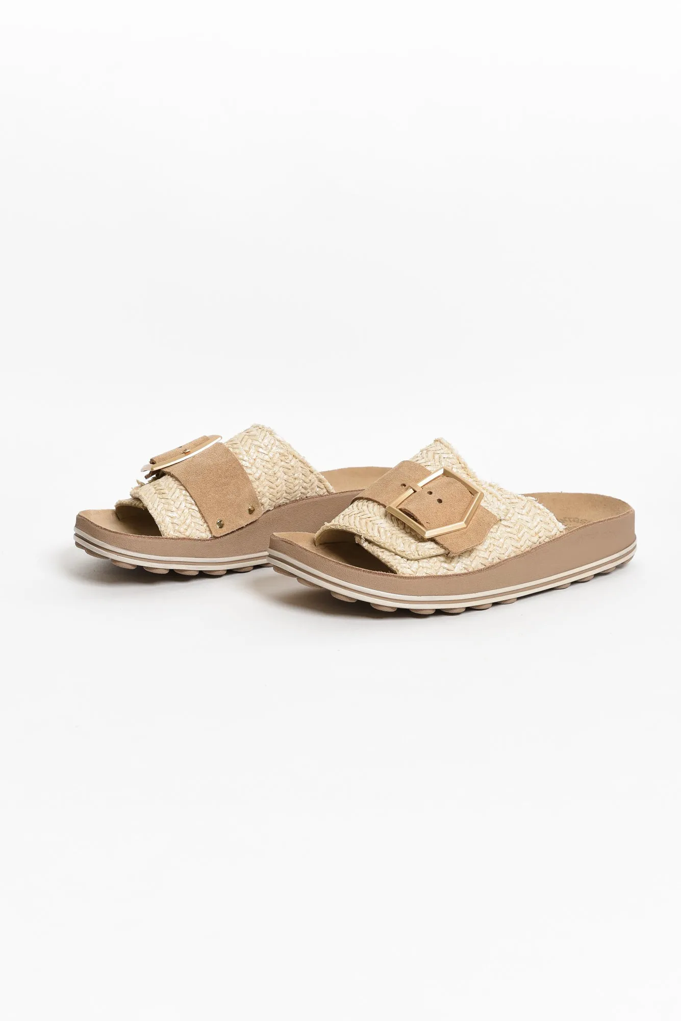 Korina Beige Raffia Leather Slide sold by Blue Bungalow product image thumbnail 4