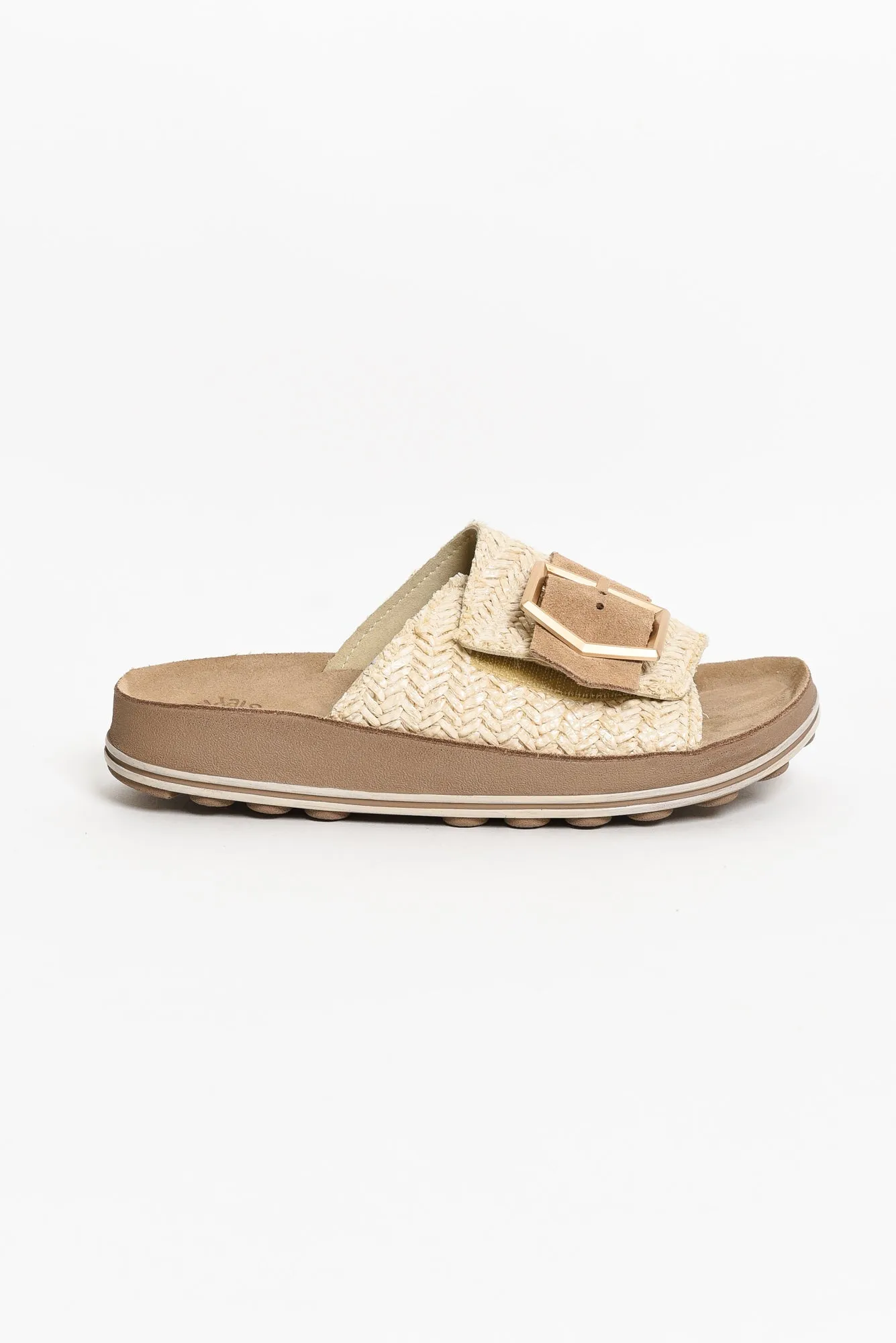 Korina Beige Raffia Leather Slide sold by Blue Bungalow product image thumbnail 5