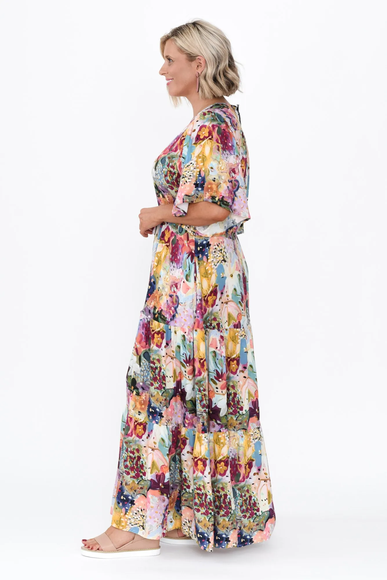 Quinne Purple Floral Tier Dress sold by Blue Bungalow product image thumbnail 3