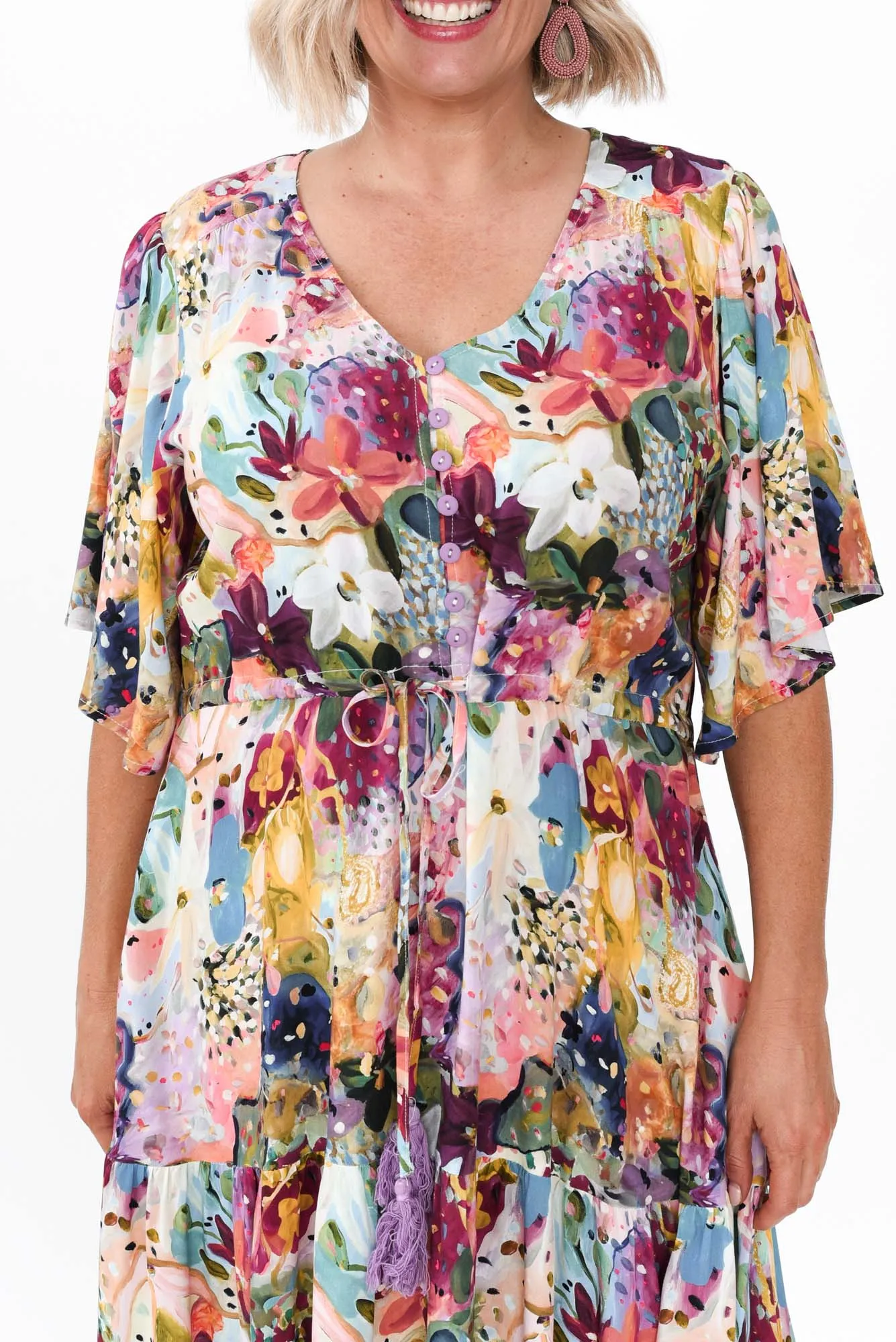 Quinne Purple Floral Tier Dress sold by Blue Bungalow product image thumbnail 5