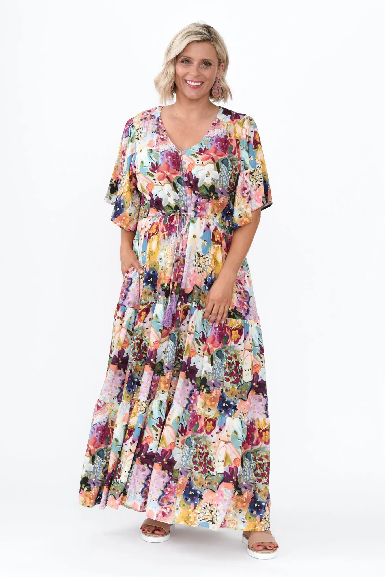 Quinne Purple Floral Tier Dress sold by Blue Bungalow product image thumbnail 2