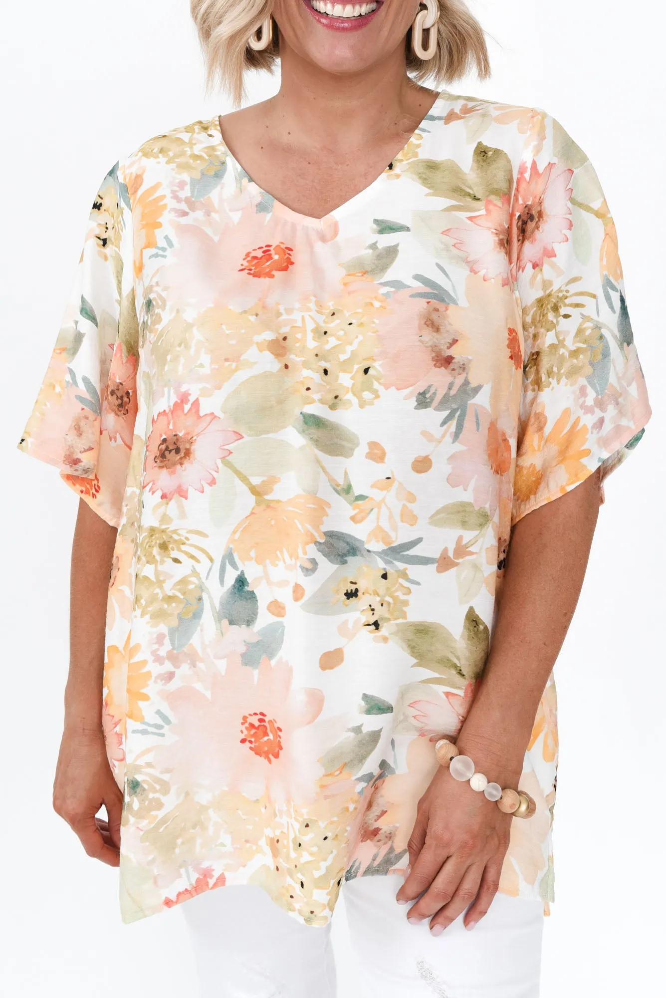 Marian White Floral Linen Blend Top sold by Blue Bungalow product image thumbnail 5