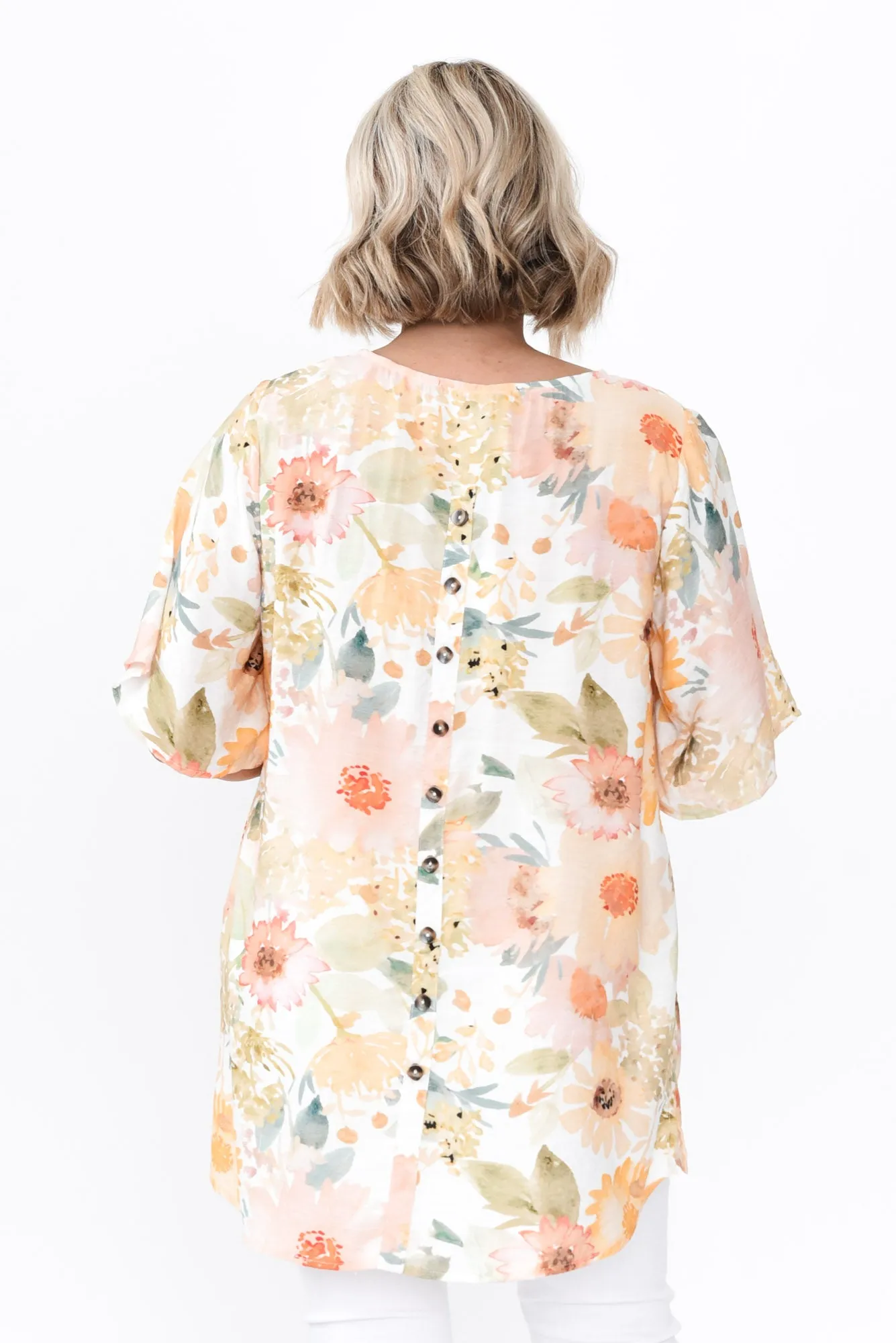 Marian White Floral Linen Blend Top sold by Blue Bungalow product image thumbnail 4