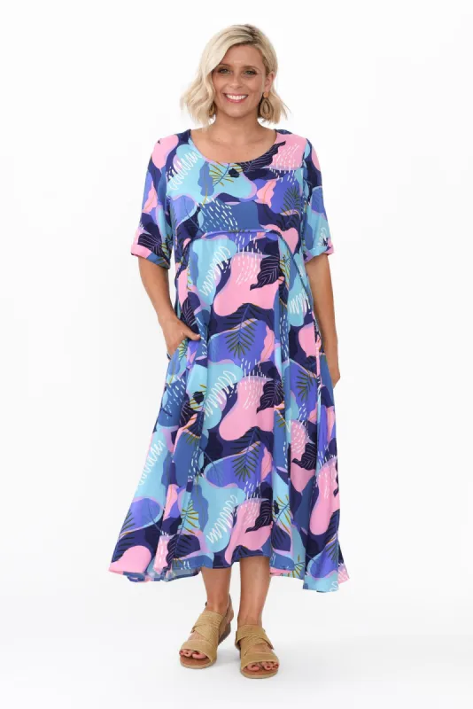 Sula Blue Leaf Pocket Dress sold by Blue Bungalow