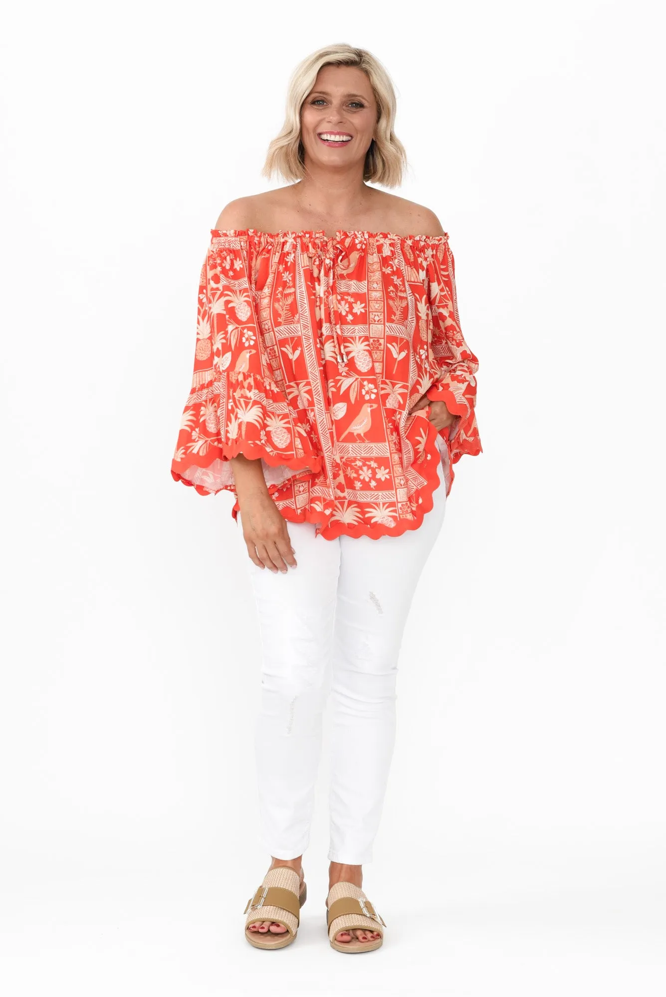 Bianco Red Tropical Trim Top sold by Blue Bungalow product image thumbnail 2