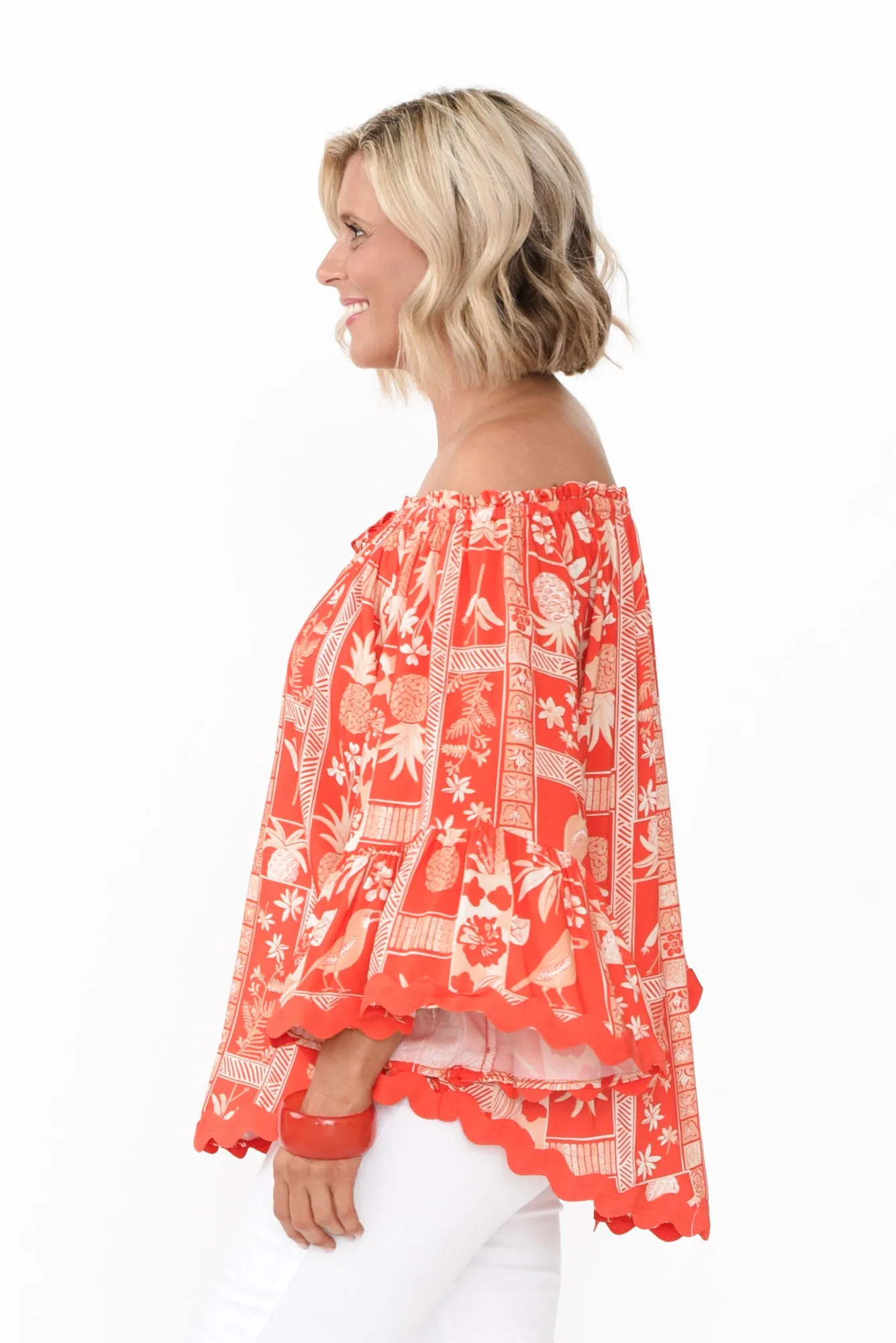 Bianco Red Tropical Trim Top sold by Blue Bungalow product image thumbnail 3