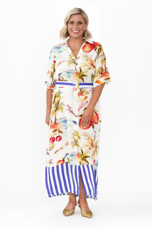 Zaylee White Tropical Shirt Dress sold by Blue Bungalow
