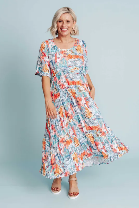 Soraya Blue Garden Linen Blend Dress sold by Blue Bungalow