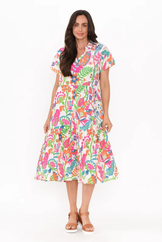 Chelly Pink Floral Cotton Collared Dress sold by Blue Bungalow