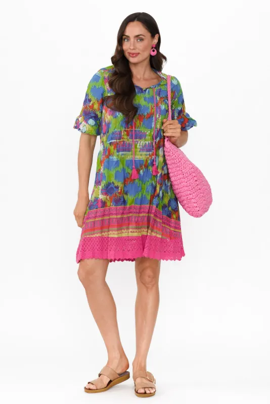 Cayman Green Abstract Cotton Tunic Dress sold by Blue Bungalow