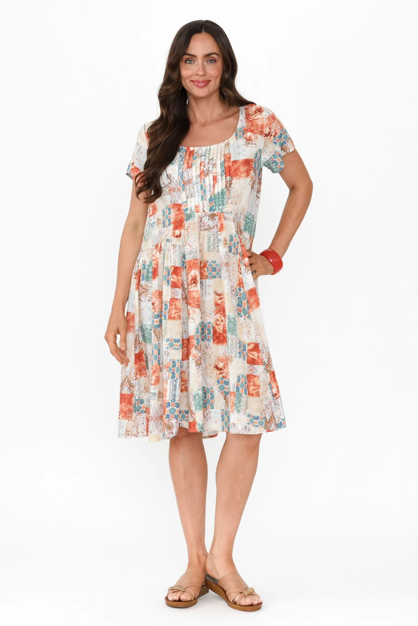 Hanoi Rust Mosaic Cotton Blend Dress sold by Blue Bungalow