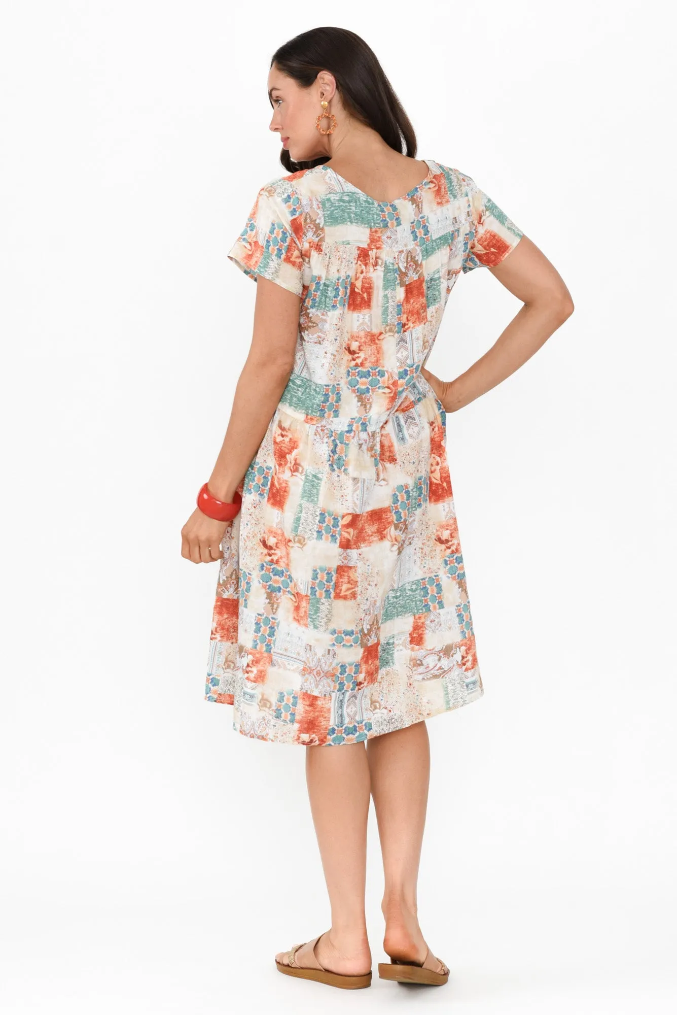 Hanoi Rust Mosaic Cotton Blend Dress sold by Blue Bungalow product image thumbnail 4