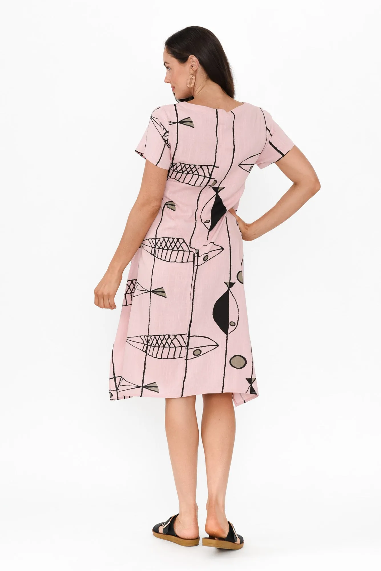 Bryant Pink Sea Linen Cotton Dress sold by Blue Bungalow product image thumbnail 4