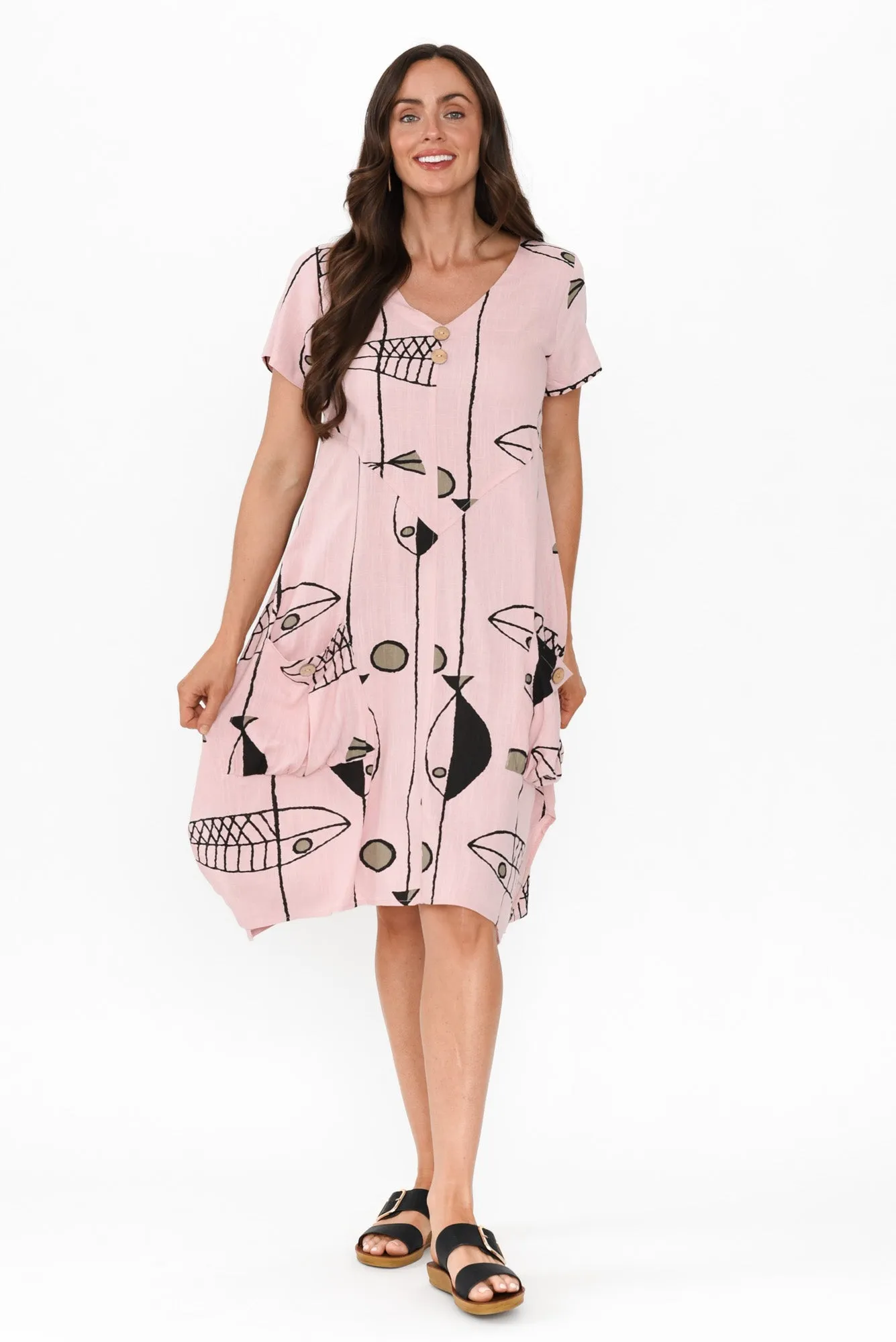 Bryant Pink Sea Linen Cotton Dress sold by Blue Bungalow product image thumbnail 2