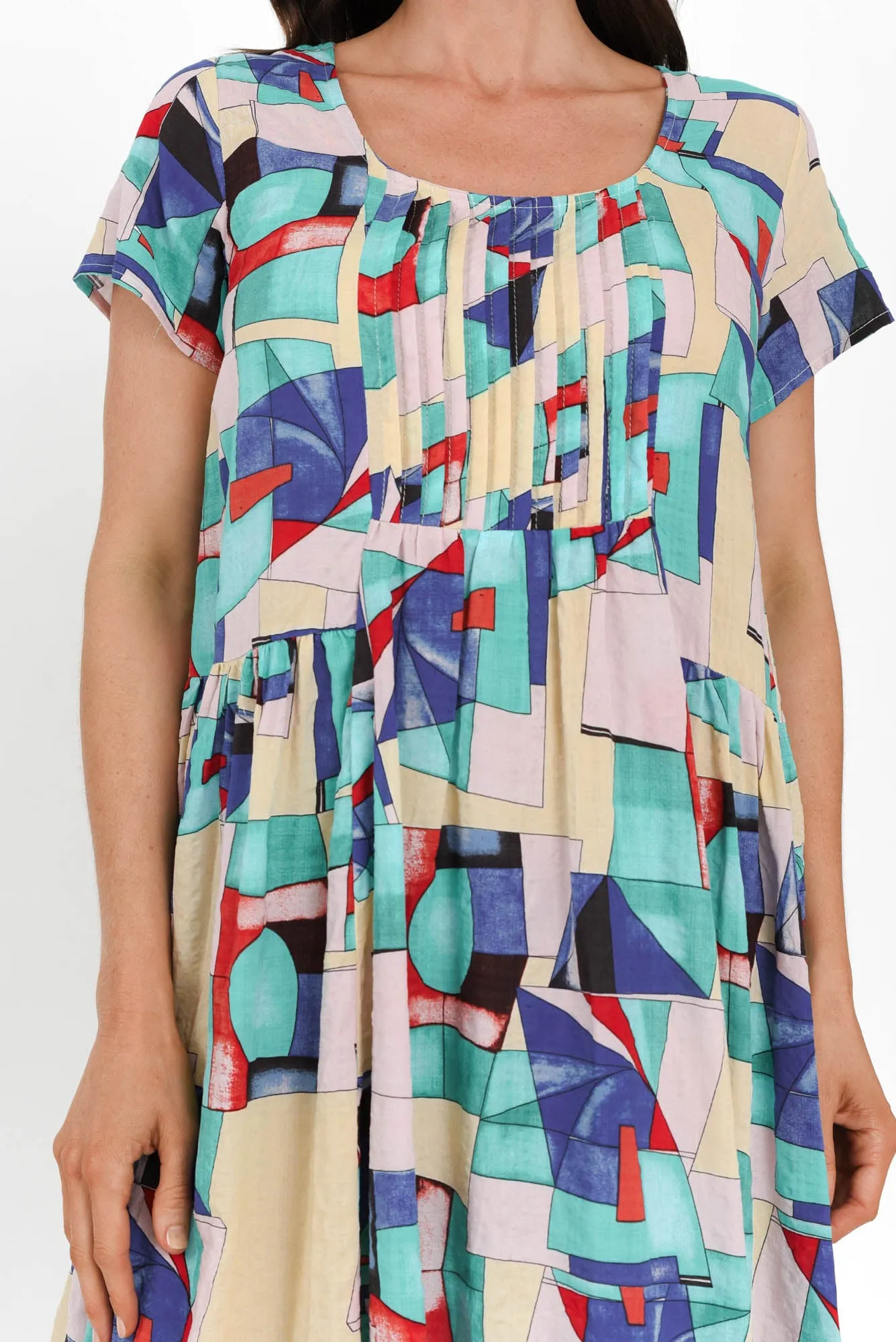 Hanoi Blue Geo Cotton Blend Dress sold by Blue Bungalow product image thumbnail 5