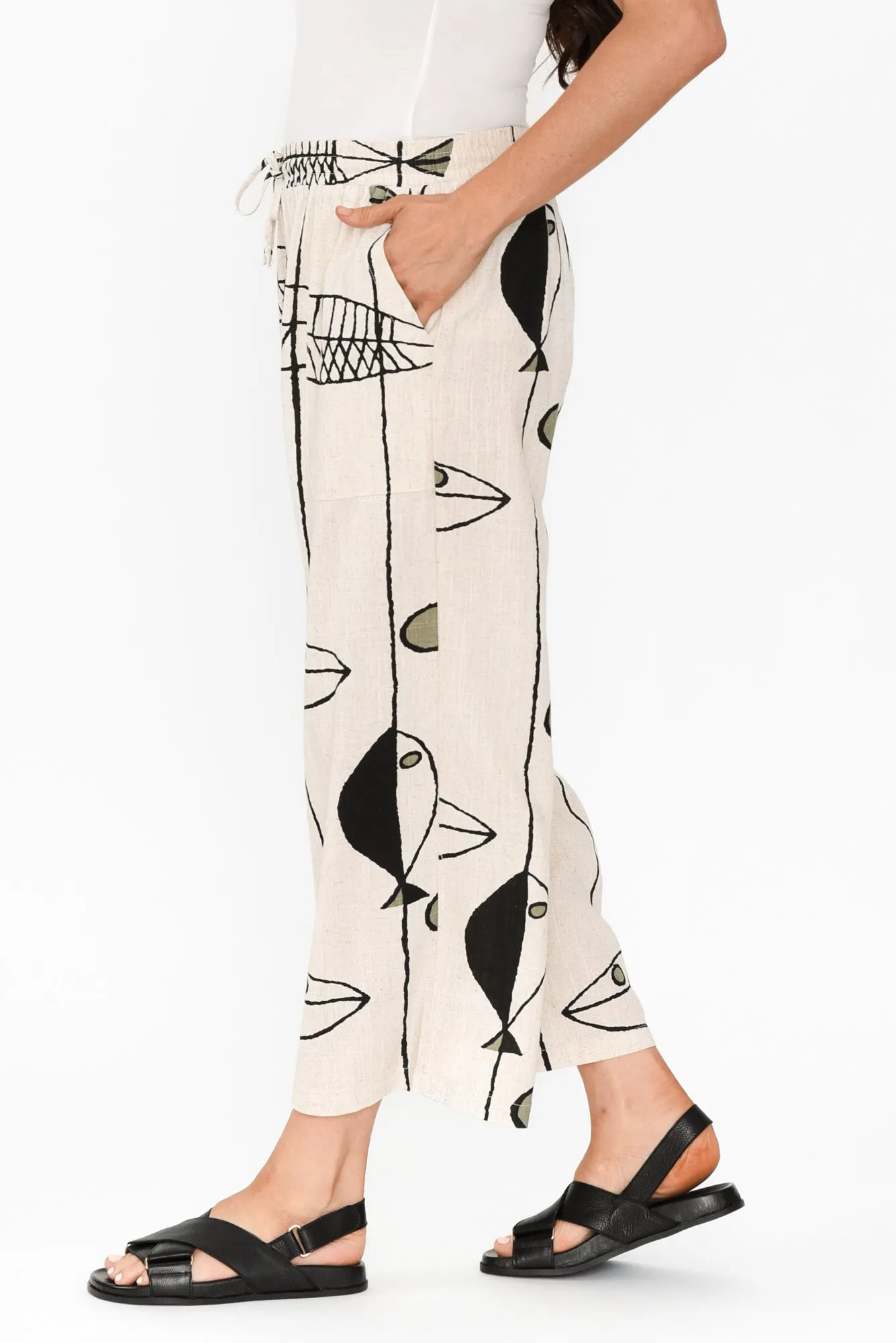 Minnelli Beige Sea Linen Cotton Pants sold by Blue Bungalow product image thumbnail 3